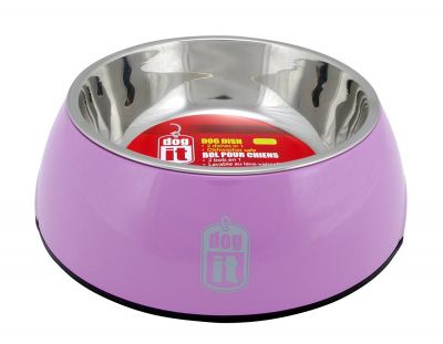73547 Dogit 2 in 1 Durable Bowl Medium Pink 700ml with Stainless Steel Insert