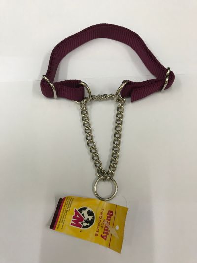 NYLON TRAINING CHAIN FOR MEDIUM DOG 20MM WIDTH 14IN TO 22IN MAROON
