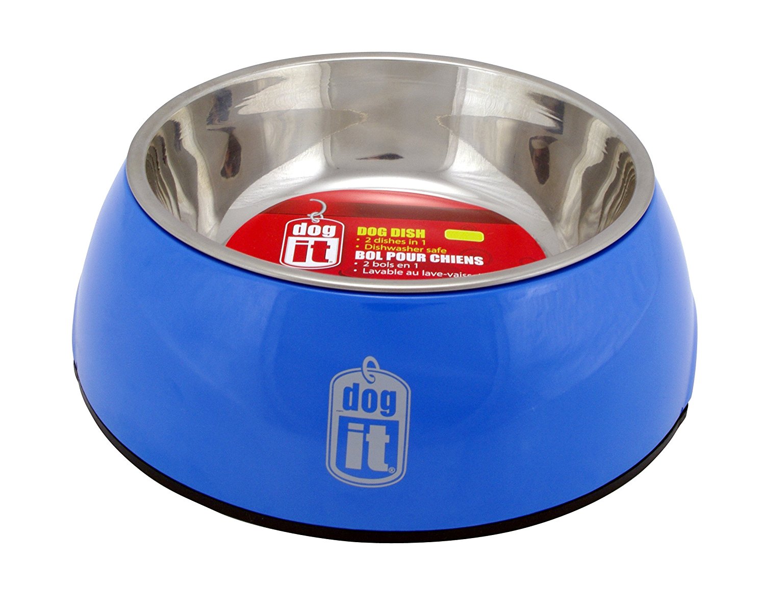 73542 Dogit 2 in 1 Durable Bowl Small Blue 350ml with Stainless Steel Insert