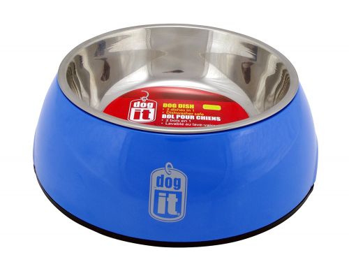 73554 Dogit 2 in 1 Durable Bowl Large Blue 1600ml with Stainless Steel Insert