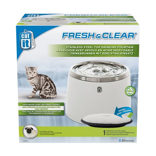 Catit Stainless Steel Top Fountain White 2L