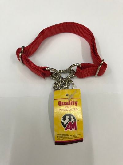 NYLON TRAINING CHAIN FOR SMALL DOG 15MM 10IN TO 18IN RED