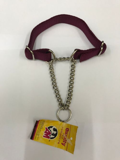 NYLON TRAINING CHAIN FOR SMALL DOG 15MM 10IN TO 18IN MAROON