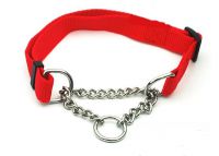 Nylon Plain Red Color Dog Training Chain Collar All Colors 16" to 29" Adjustable 1" Wide